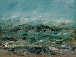 Small Craft Warning — a dramatic coastal scene by Nick Skaltsounis capturing rising winds, unsettled water, and an approaching change in weather.