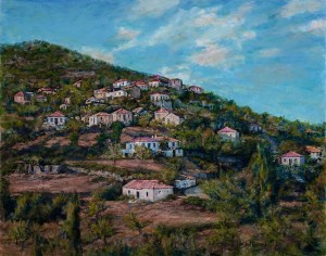 Village Hillside I, acrylic on canvas, 16x20 - Copy